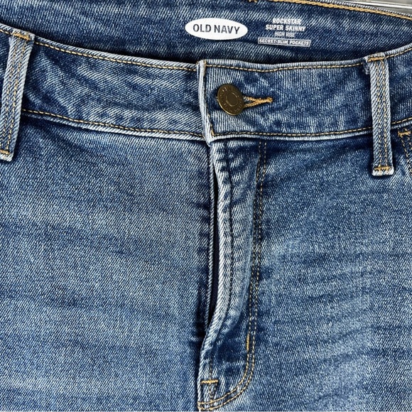 Old Navy Jeans Women's 14 Plus Size Blue Rockstar Super Skinny High Rise Pockets - Picture 5 of 9